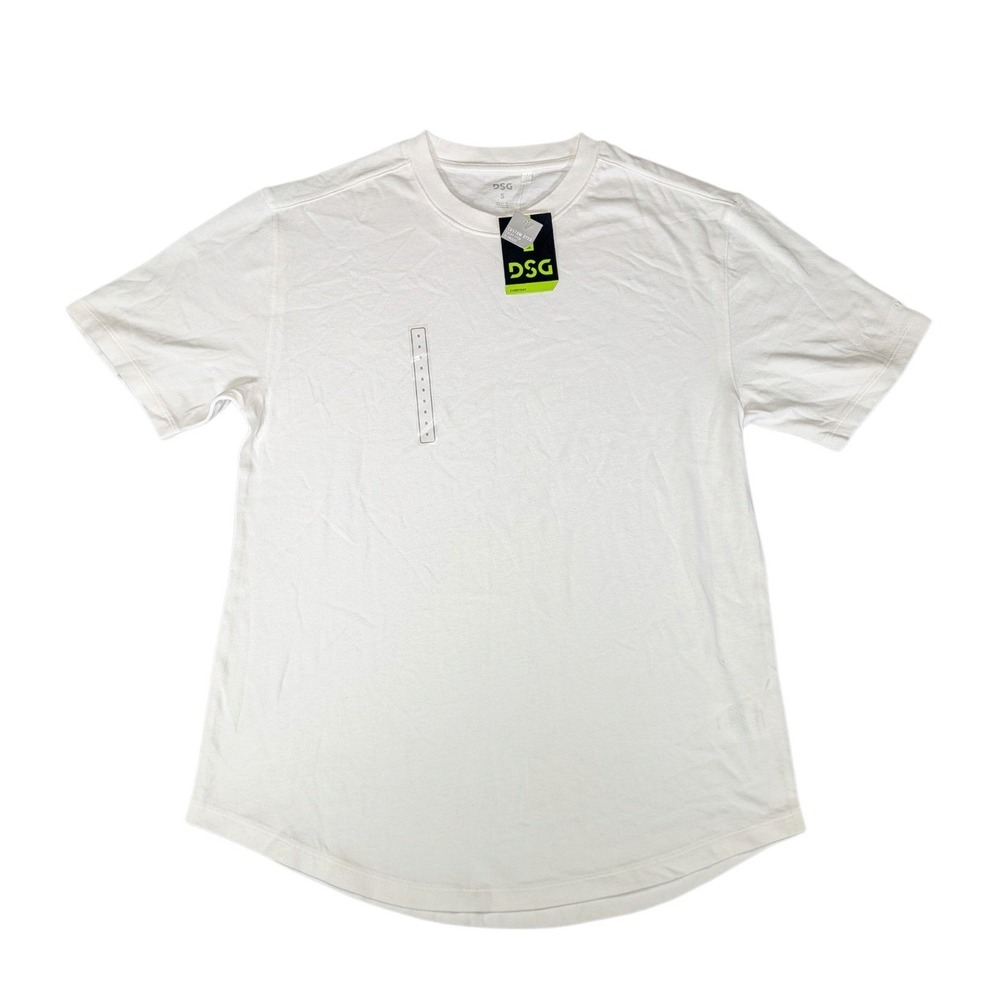 DSG Mens White Cotton Short Sleeve Crew Neck Curved Hem T-Shirt Size Small NWT